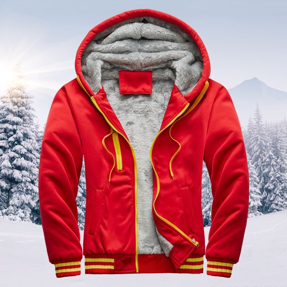 Sudadera con capucha Augper para hombre, cálida, de invierno, con cremallera y vellosidades, chaqueta, abrigo exterior