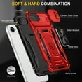 thumbnail image 4 of Heavy Duty Rugged Case for iPhone 16e, Case with Rotatable Ring Kickstand & Sliding Camera Cover, Support Magnetic Car Mount, Soft TPU Shockproof Hard PC Back Case - Red, 4 of 7