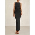 thumbnail image 3 of Vestido midi PRETTYGARDEN para mujer 2025 con pliegues fruncidos, color negro, 3 of 9