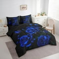 thumbnail image 4 of Manfei Fashion Blue Rose 7-Piece Bedding Comforter Set for Adult, Flower Floral King Bedding Sets, Romantic Anniversary Reversible Bed Sheets, Luxury Bedroom Decor, 4 of 8