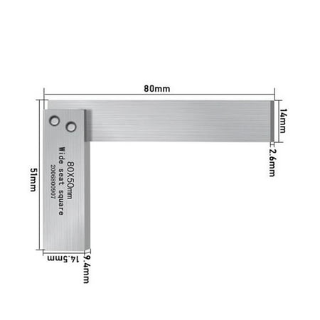 

Square wide edge shape 90 degree angle blade ruler measuring tool