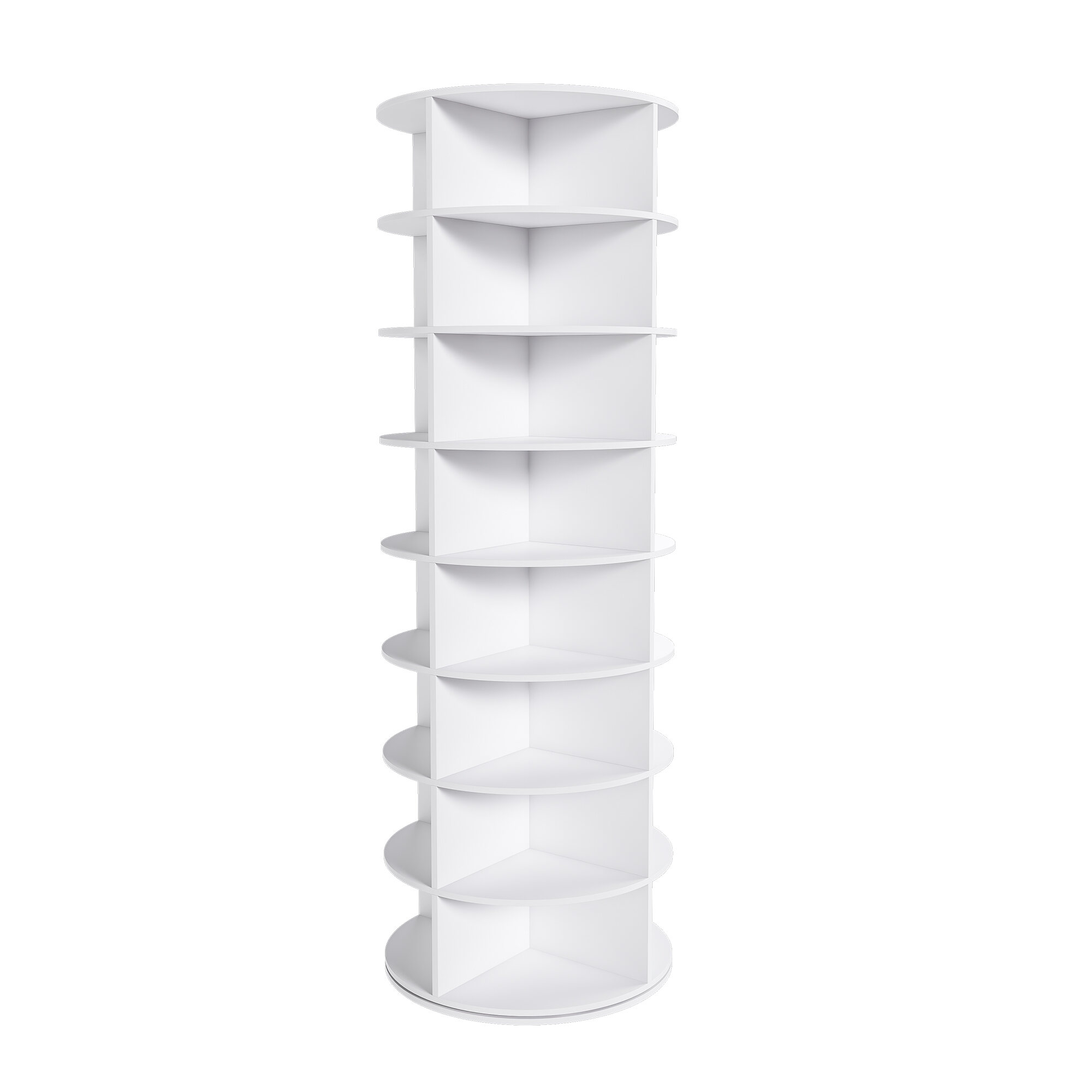 Display Shelves Rotating Shoe Rack Tower, 8-Tier Spinning Storage Rack, Free Standing 360° Revolving Shoe Organizer, Holds 32 Pairs of Shoes (8-Tier,White),Shelving Units