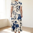 thumbnail image 4 of LWavelet Women's Plus Size Vintage Floral Maxi Dress Short Sleeve Tie Waist Casual Retro Boho Dress with Pockets Light pink 3XL, 4 of 7