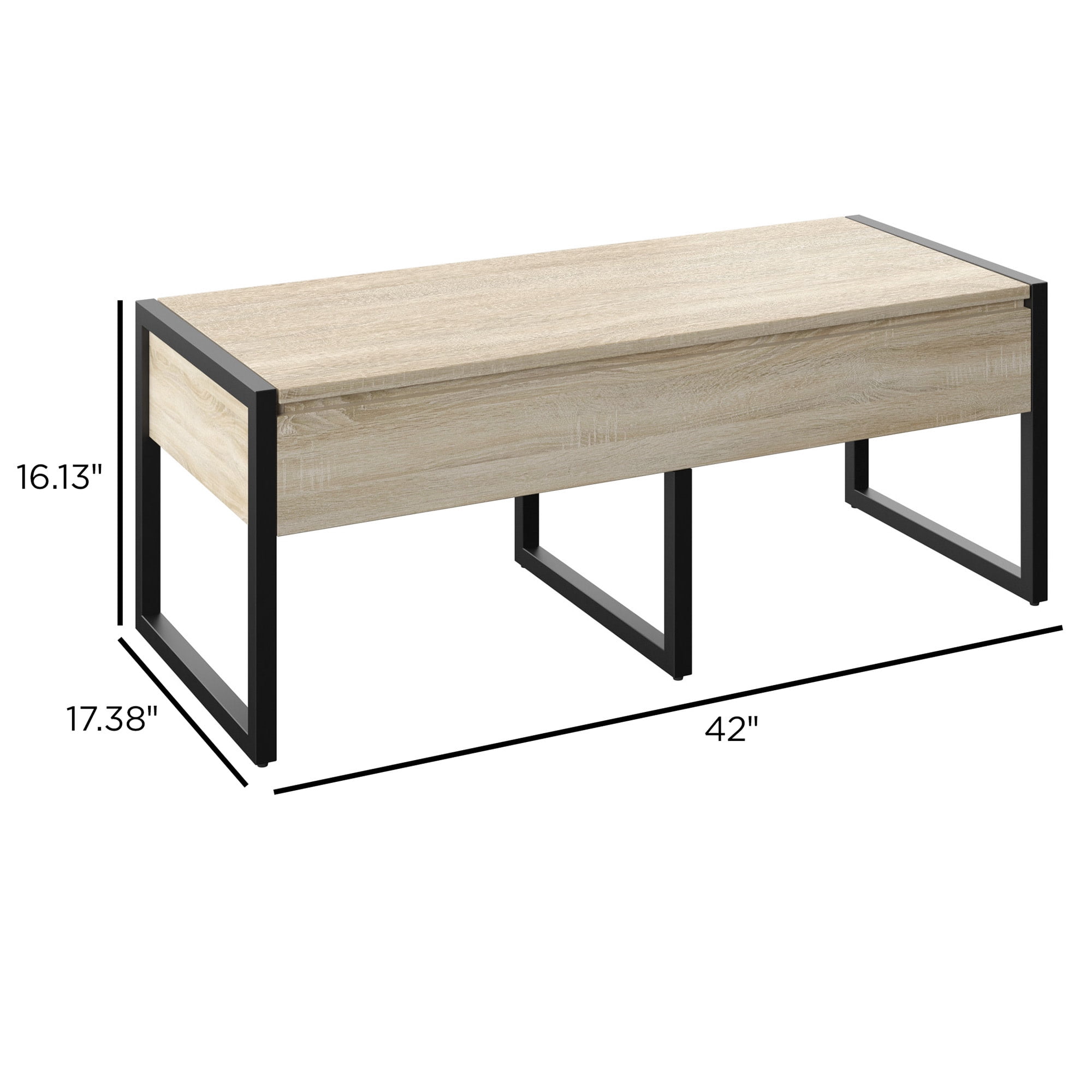 Twin Star Home 16" Entryway Storage Bench with Metal Frame, Bishop Oak