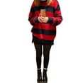 thumbnail image 1 of xiaxaixu Chandail Mode Femme Sauvage à Rayures Contrastées Col Rond Manches Longues Tricoté Pulls Automne Hiver Ample Décontracté Hauts, 1 of 6
