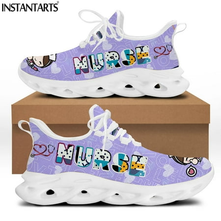 

Cute Nurse Cartoon Pattern Ladies Platform Sneakers Breathable Lace up Mesh Swing Shoes for Women Soft Sport Zapatos