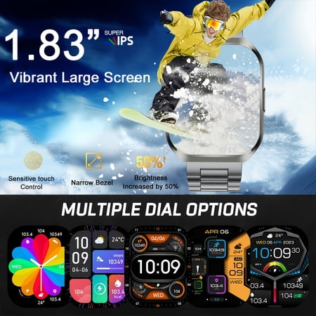 2026 New Men'S And Women'S Smart Sports Watch, 1000 Mah Large Battery, 1.83-Inch Screen, 70+ Sports Modes, Wireless Calling, Compatible with Ios/Android, Suitable As a Gift for Friends