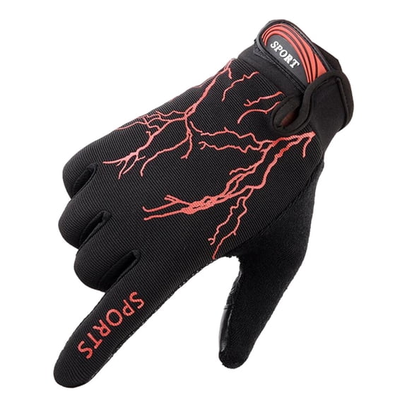 Touch Screen Cycling Gloves Shock Absorbing Padded Bike Gloves Non-Slip Breathable Full Finger Sports Gloves for Biking Running Climbing Red S