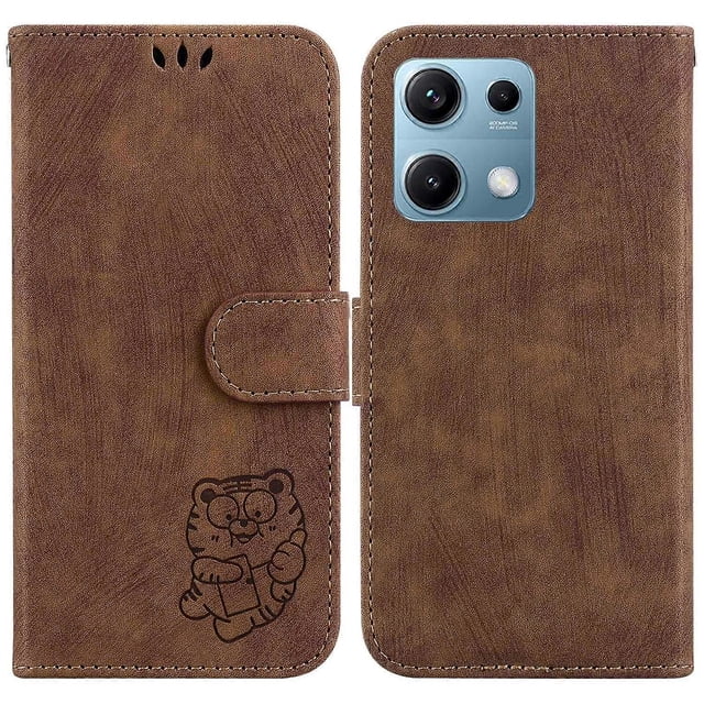 For Xiaomi Redmi Note 14S 4G Wallet Case Tiger Imprint Leather Shockproof Phone Cover - Green