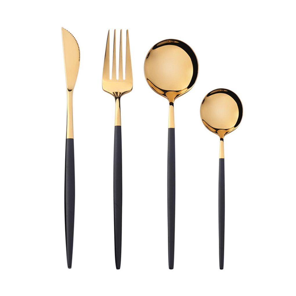 4Pcs/Set Dining Cutlery Set Stainless Steel Forks Spoons Teaspoon Flatware Kit 