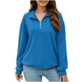 thumbnail image 1 of MeetoTime Women's Sweatshirt Fall Casual Textured Long Sleeve Tops 1/4 Quarter Zip Sweatshirt, 1 of 7