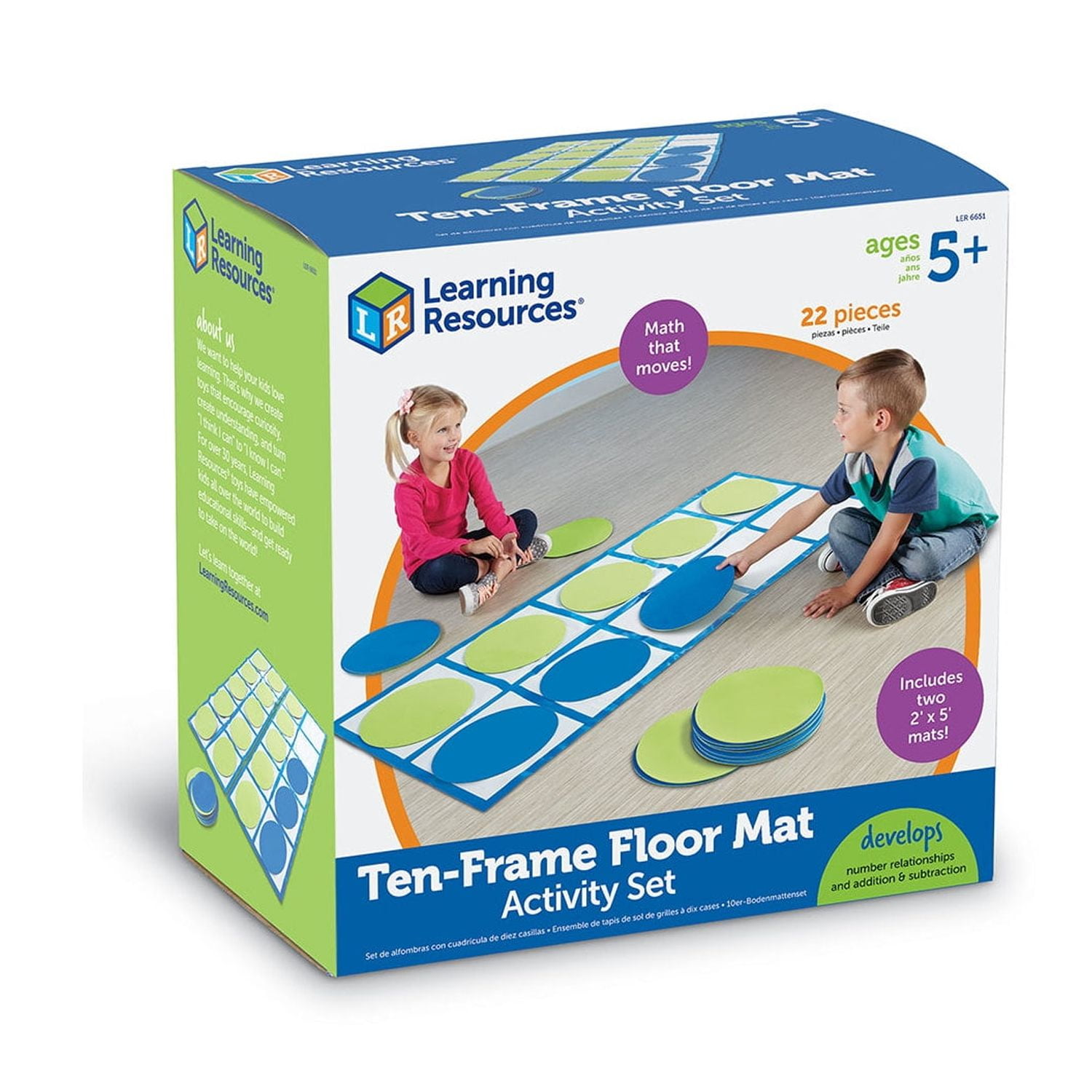 Learning Resources 10-frame Floor Mat Activity Set, Math Games, Ages 5+