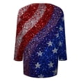 thumbnail image 6 of Wutalume Women's 3/4 Sleeve American Flag Top - Stars and Stripes Independence Day Print V-Neck T-Shirt, 4th of July Outfits for Women, 3/4 Length Sleeve Womens Tops,Dark Blue 3XL, 6 of 7