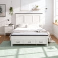 thumbnail image 2 of ACCOHOHO Farmhouse Queen Bed Frame, 1000 LBS Max with Bolt-on Rails & Center-Slat, 3 Drawer Storage, No Squeaks, No Box Spring Needed, King Size Bedroom Set & Camas，White, 2 of 5