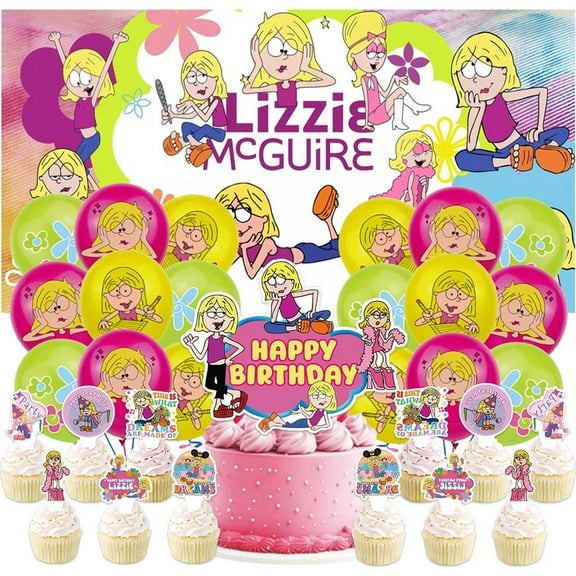 Lizzie Mcguire Party Supplies Decor Birthday Banner Decorations Kit Latex Balloons Backdrop Cake Topper