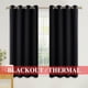 thumbnail image 3 of Cortinas/cortinas opacas con ojales con aislamiento térmico sólido de tono negro para ventana de dormitorio, 3 of 7