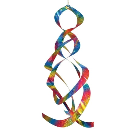 In the Breeze 4890 — Rainbow Whirl Spin Quartet — Mylar Wind Spinner — Humane Animal Deterrent for Gardens