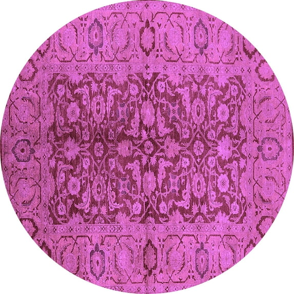 Ahgly Company Indoor Round Oriental Purple Industrial Area Rugs, 4' Round