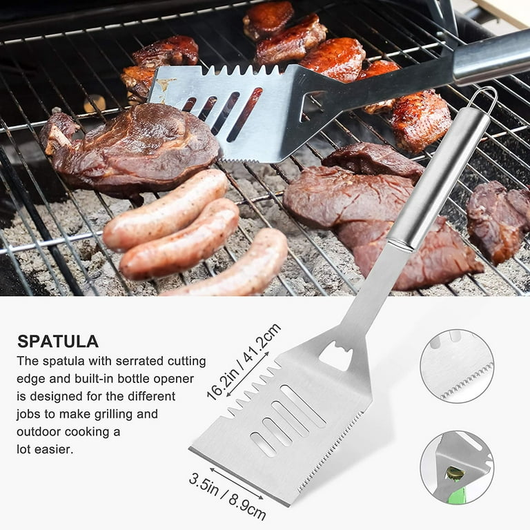 grilljoy 30PCS BBQ Grill Tools Set with Thermometer and Meat