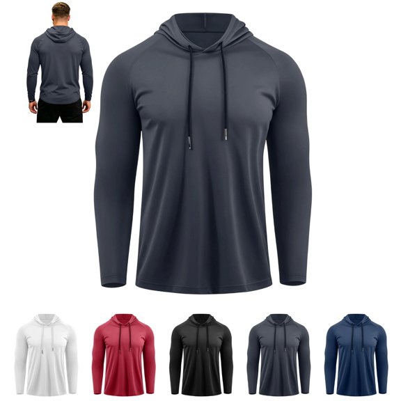 LTTVQM Mens Quick Dry Hoodies Raglan Long Sleeve Lightweight Breathable Workout Fishing Shirts Stretch Casual Outdoor Camping Athletic Hooded Tops
