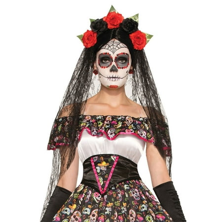 - Morris Costumes Womens New Exotic Day Of Dead Veil Costume One Size, Style FM74922