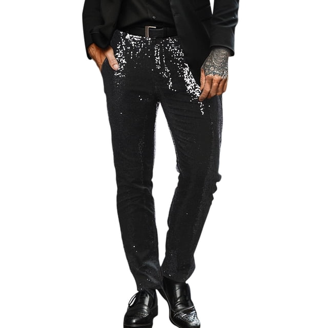 Pantalon de Costume pour Hommes à Paillettes Ajusté Performance Décontractée pour un Confort Élégant