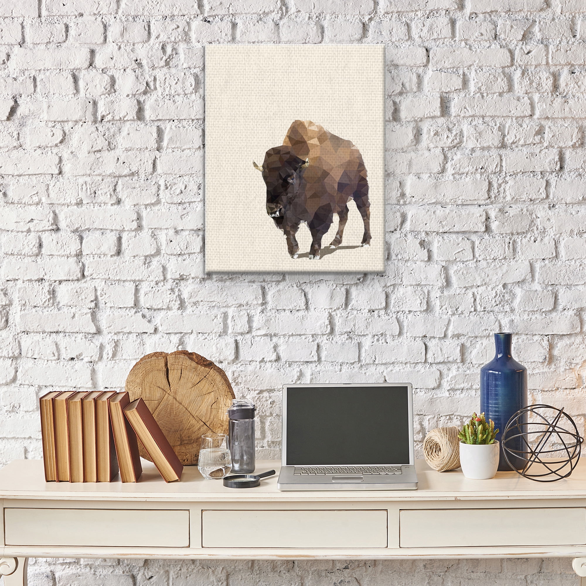 Masterpiece Art Gallery Fractal Bison Ivory By The Studio Canvas Art Print 22" x 28"