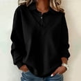 thumbnail image 4 of Tbopshirt Sweatshirts for Women Solid Color Shirt Lapel Patchwork Hoodie Sweatshirt V-Neck Long Sleeve Loose Casual Pullover with Collar Flap Flap Sports Top Hoodie,S-3XL, 4 of 8