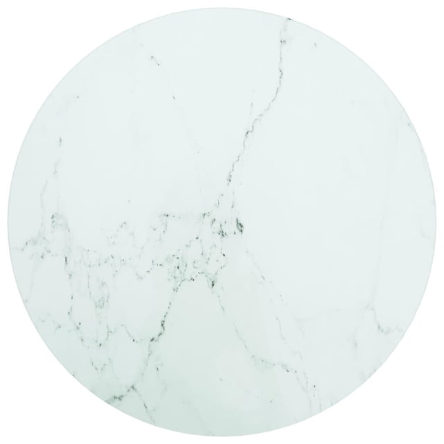 Tapa de Mesa Redonda vidaXL de Vidrio Templado Blanco con Diseño de Mármol 40 cm