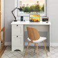 thumbnail image 4 of Costway Vintage Computer Desk Home Office Study Table Spacious Workstation with 3 Drawers White, 4 of 10