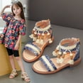 thumbnail image 2 of ZHOGXU Children Girls Summer Sandals With Tassels Open Toe Soft Sole Non- Ethnic Style Comfortable Fashion Shoes For Everyday Wear,Purple,27, 2 of 4