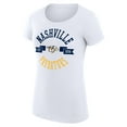 thumbnail image 2 of Women's G-III 4Her by Carl Banks White Nashville Predators Super-Slim Fit Lightweight City Graphic Sport Crewneck, 2 of 3