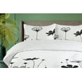 thumbnail image 2 of Ambesonne Floral Duvet Cover Set, Thistles and Flowers Grunge, King, Off White Charcoal Grey, 2 of 4