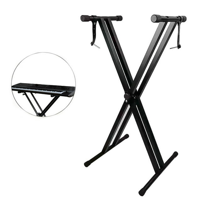 Universal Folding Piano Keyboard Stand Bracket Double X-Style Heavy Duty Metal Material with -Slip Rubber Caps for Digital Piano MIDI Keyboard