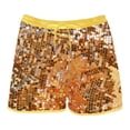 thumbnail image 4 of Endives Sequin Shorts for Women Sparkly High Waist Tie Up Elastic Shorts Club Party Wear Yellow, 4 of 5