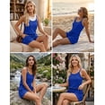 thumbnail image 5 of Ekouaer Rompers for Women Summer Casual 2026 Sleeveless Scoop Neck Ribbed Adjustable Shorts Jumpsuit with Pockets, 5 of 6
