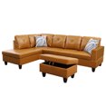 thumbnail image 2 of WRTEYEUI Convertible Sectional Sofa Couch, Faux Leather 4 Seat L-Shaped Sofa Set Modular Sofa Sleeper for Home, Living Room and Office, Diamond Pattern, Ginger, Left, 2 of 4