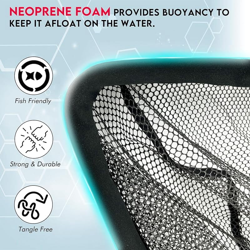 Floating Fishing Net Foldable Telescopic Fish Landing Net Rubber Coated Fishing Net for Kayak, Fly, Trout, Fishing Net Freshwater Saltwater