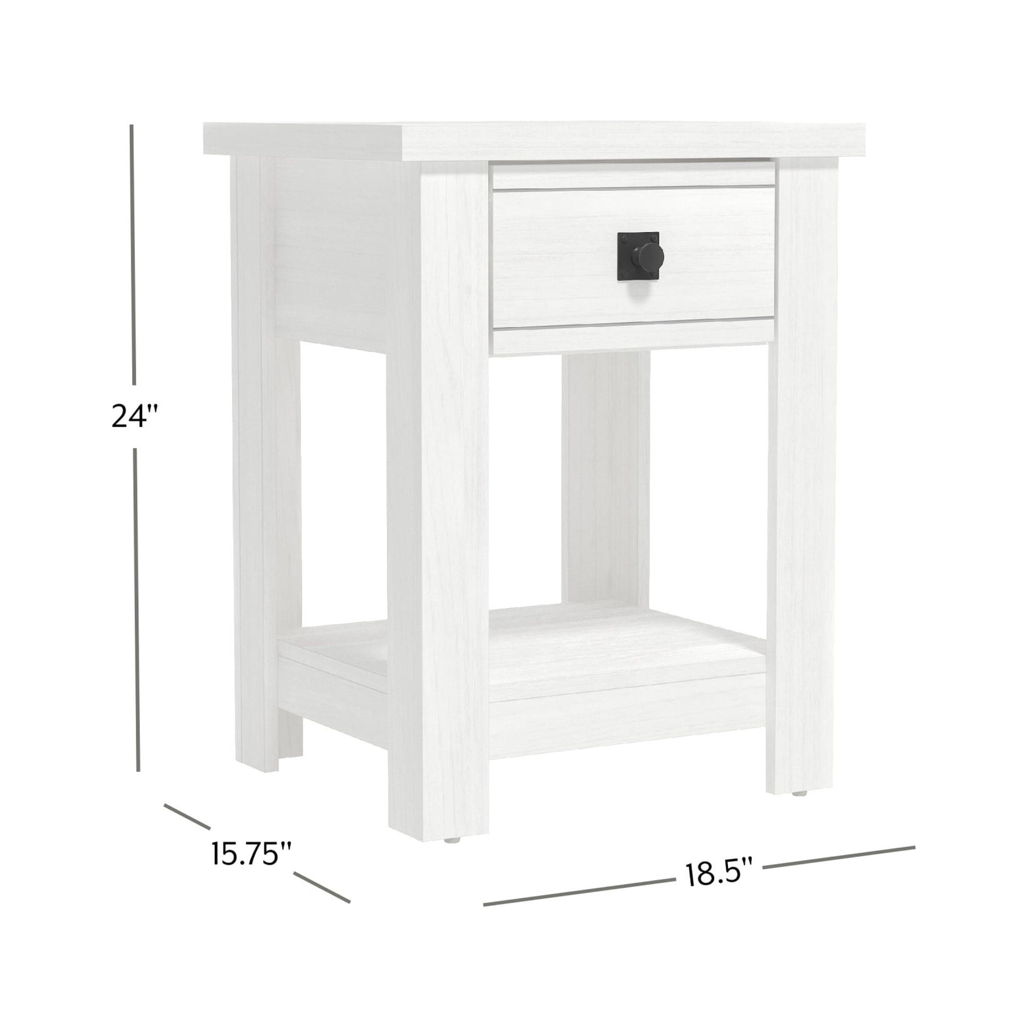 Hillsdale Addison Farmhouse 1 Drawer Nightstand, Set of 2, White