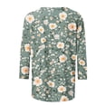 thumbnail image 5 of JTZGDY Boho Floral Tops for Women Plus Size Trendy Fall 3/4 Length Sleeve Crewneck Printed T-Shirts Loose Lightweight Dressy Casual Graphic Tunic Blouse, 5 of 6