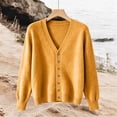thumbnail image 5 of Wyongtao Womens Button Up Sweaters Soft Knitted V Neck Long Sleeve Solid Color Cardigan Casual Dressy Fall Winter Tops (XS, Yellow), 5 of 5