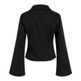 thumbnail image 5 of Towmus Women's Striped Button Down Shirts Flare Sleeve Slim Fit Blouses V Neck Collared Y2k Crop Tops Streetwear, 5 of 6