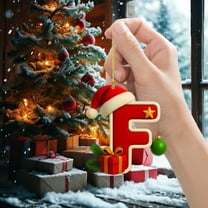 26 Letter Christmas Pendant Decorations - 8cm 2D Acrylic Family Name Pendants, Festive Party Hanging Ornaments, DIY Gift Decor for Christmas Tree & Home, Alphabet Holiday Decor, 3.1in, F