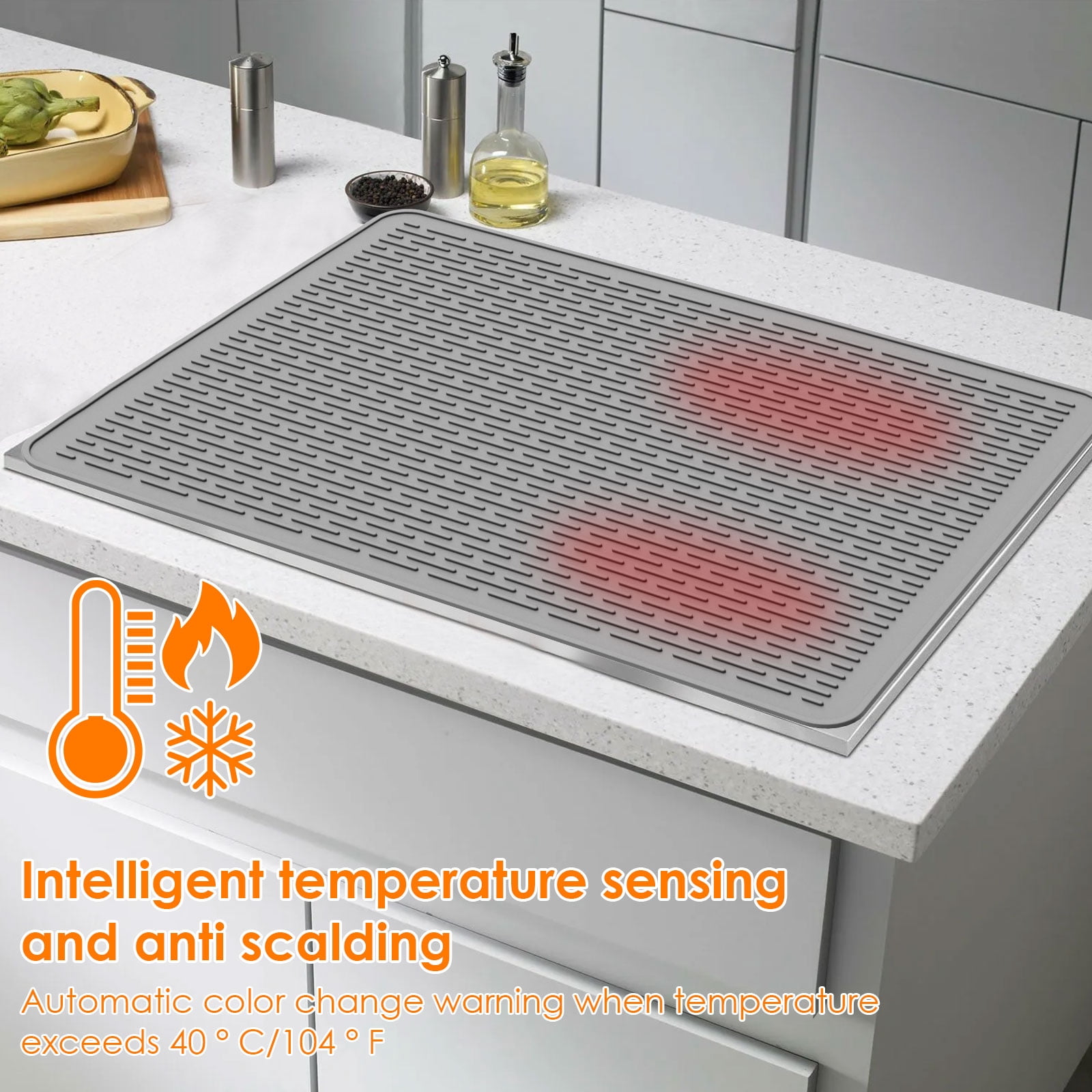 Ikoopy Thermochromic Silicone Stove Top Cover Extra Large Rollable Glass Cooktop Protector for Electric Stove Kitchen Countertop
