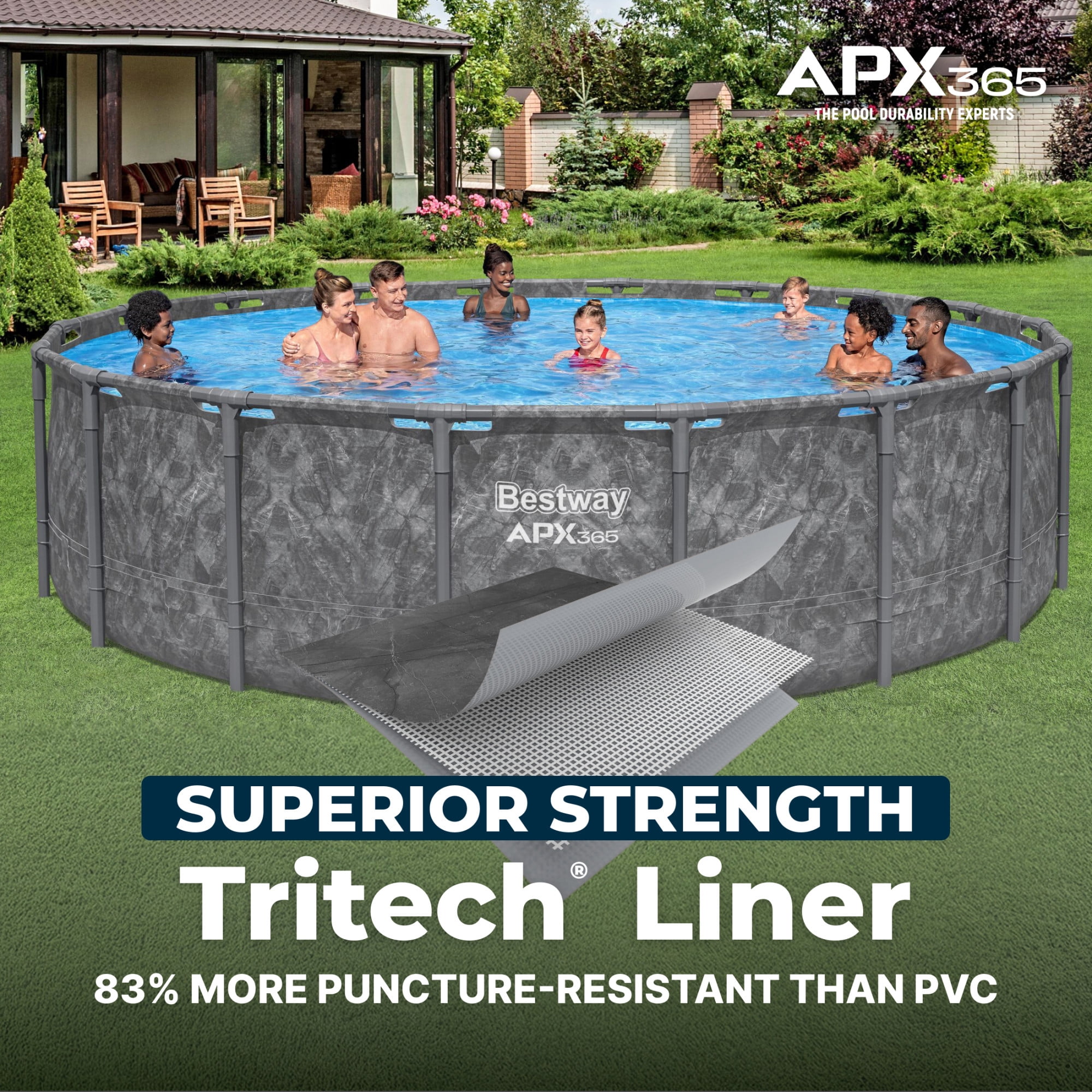 Bestway APX 365 18'x52" Metal Frame Above Ground Pool w/ Sand Filter Pump, Ladder & Cover