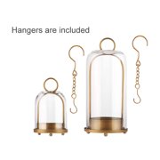 5 & 4 Wide Versatile Metal Candle Holder with Handmade Sturdy Glass Dome in Brass for Pillar Candle & Plants, 5.8 xH12.6 4.2 xH8.1, Industrial, Farmhouse, Shabby Chic. (2, Brass, Large & Small)