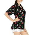 thumbnail image 2 of HAPPY BAY Women's Beach Funny Santa Claus Party Shirt Blouse Button Down Tops Hawaiian Christmas Tree Gifts Shirts for Women L Xmas Theme, Black, 2 of 5