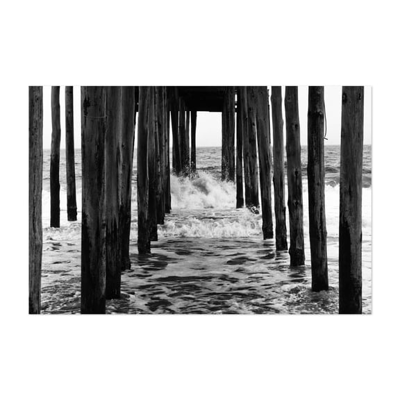 Breakers Under the Pier - Ocean City Maryland Photography Black and White Waves Seascape Boardwalk Ocean Coast Water Unframed Wall Art Print 4 x 6 inches