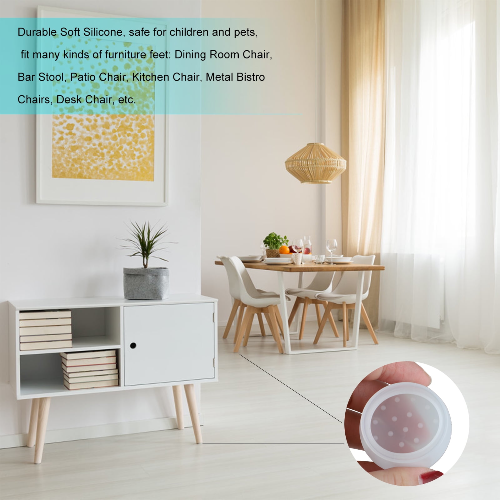 Rod Feet Tables and Chairs Floor Protection Mat Round Cover 2 Colors 16 Pieces//Packing Furniture 透明