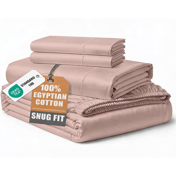 Queen Size 100% Egyptian Cotton Sateen Sheet Set in Sepia Rose